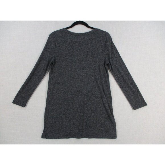 Old Navy Womens Charcoal Gray Long Sleeve Tunic Top L Polyester Rayon - Picture 7 of 8